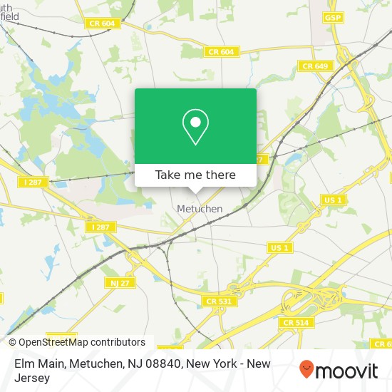 Mapa de Elm Main, Metuchen, NJ 08840