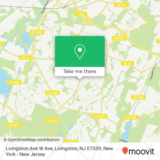 Mapa de Livingston Ave W Ave, Livingston, NJ 07039