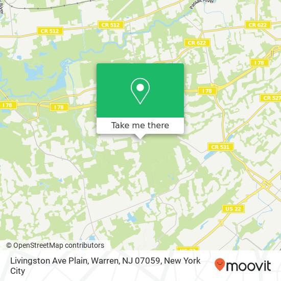 Mapa de Livingston Ave Plain, Warren, NJ 07059