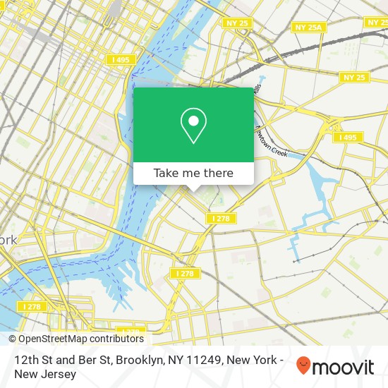 Mapa de 12th St and Ber St, Brooklyn, NY 11249