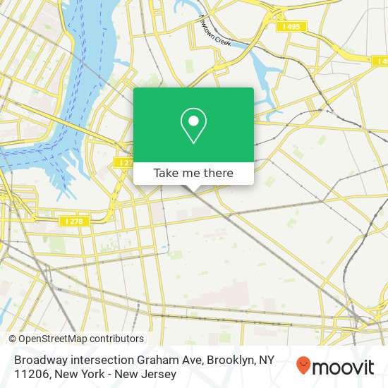 Mapa de Broadway intersection Graham Ave, Brooklyn, NY 11206