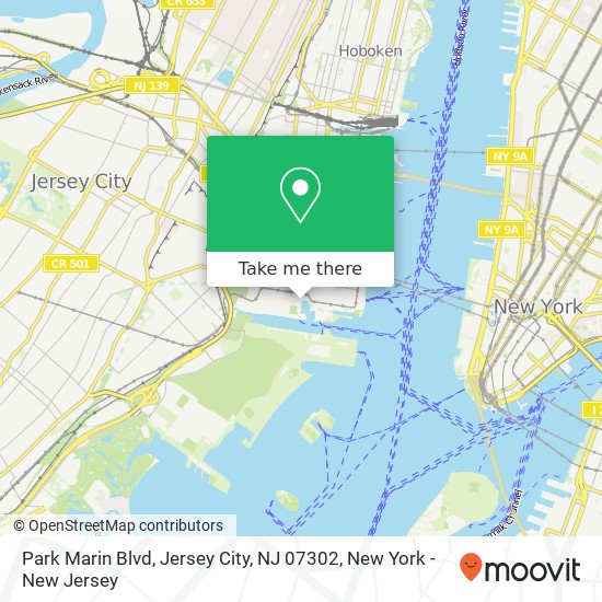 Mapa de Park Marin Blvd, Jersey City, NJ 07302