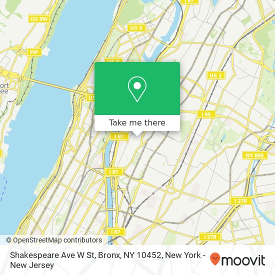Shakespeare Ave W St, Bronx, NY 10452 map