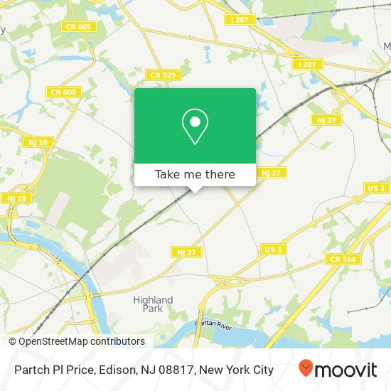Mapa de Partch Pl Price, Edison, NJ 08817