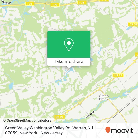 Mapa de Green Valley Washington Valley Rd, Warren, NJ 07059