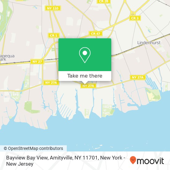 Mapa de Bayview Bay View, Amityville, NY 11701
