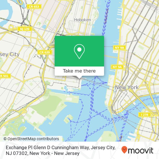 Mapa de Exchange Pl Glenn D Cunningham Way, Jersey City, NJ 07302