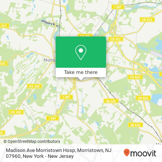 Mapa de Madison Ave Morristown Hosp, Morristown, NJ 07960
