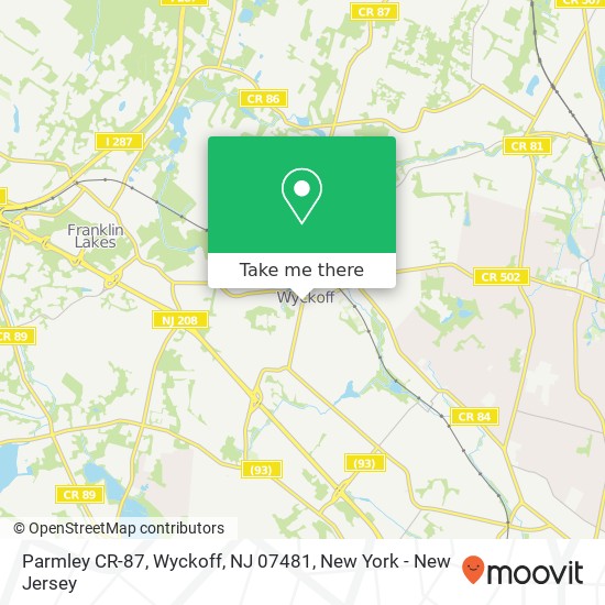 Mapa de Parmley CR-87, Wyckoff, NJ 07481