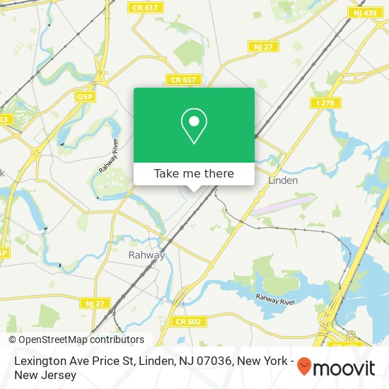 Mapa de Lexington Ave Price St, Linden, NJ 07036