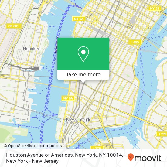 Houston Avenue of Americas, New York, NY 10014 map