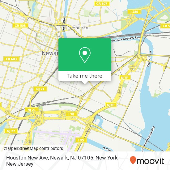 Houston New Ave, Newark, NJ 07105 map
