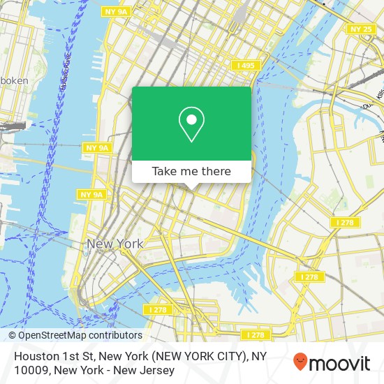 Mapa de Houston 1st St, New York (NEW YORK CITY), NY 10009