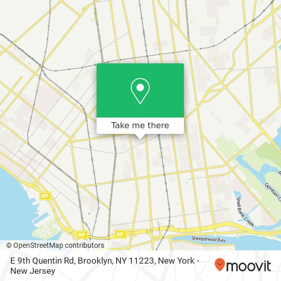 Mapa de E 9th Quentin Rd, Brooklyn, NY 11223