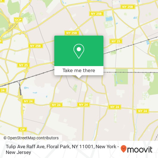 Mapa de Tulip Ave Raff Ave, Floral Park, NY 11001