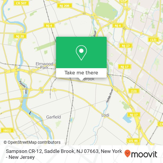 Mapa de Sampson CR-12, Saddle Brook, NJ 07663