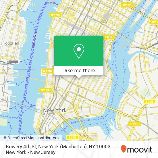 Bowery 4th St, New York (Manhattan), NY 10003 map