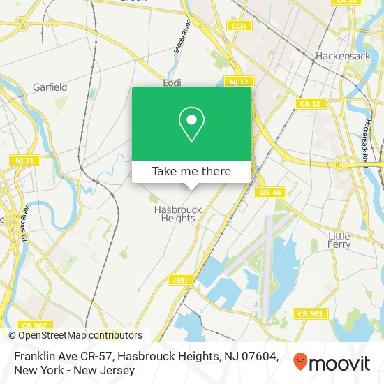 Franklin Ave CR-57, Hasbrouck Heights, NJ 07604 map