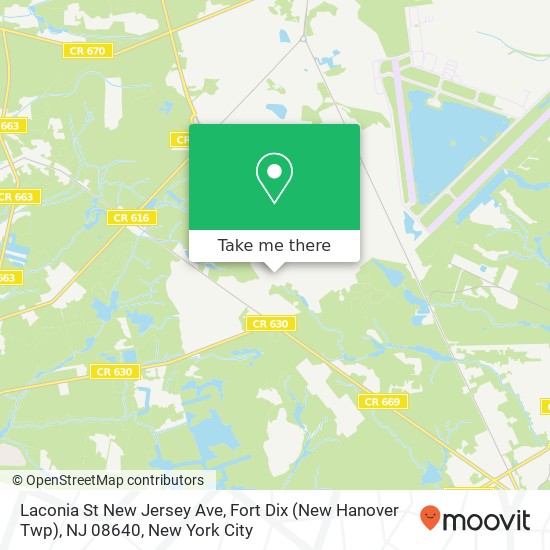 Laconia St New Jersey Ave, Fort Dix (New Hanover Twp), NJ 08640 map