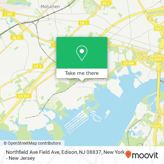 Mapa de Northfield Ave Field Ave, Edison, NJ 08837