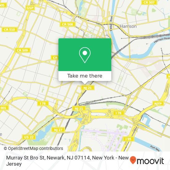 Mapa de Murray St Bro St, Newark, NJ 07114