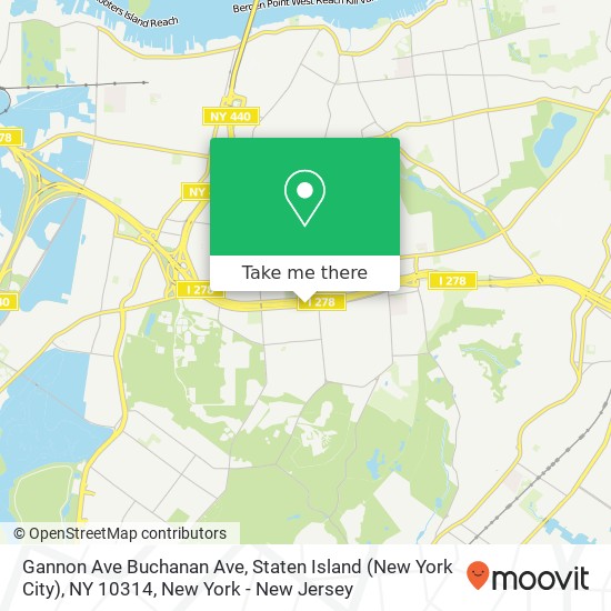 Mapa de Gannon Ave Buchanan Ave, Staten Island (New York City), NY 10314