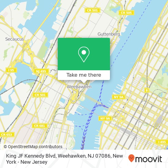 King JF Kennedy Blvd, Weehawken, NJ 07086 map