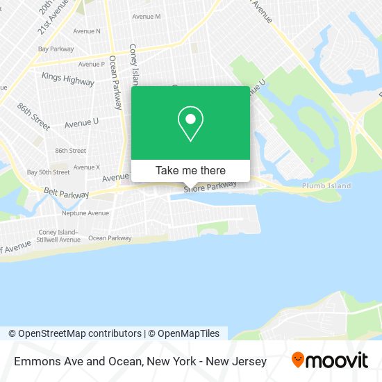 Emmons Ave and Ocean map