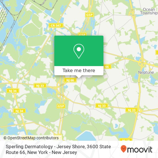 Sperling Dermatology - Jersey Shore, 3600 State Route 66 map