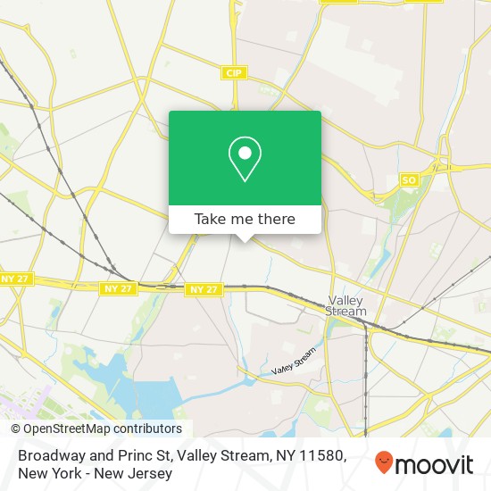 Mapa de Broadway and Princ St, Valley Stream, NY 11580