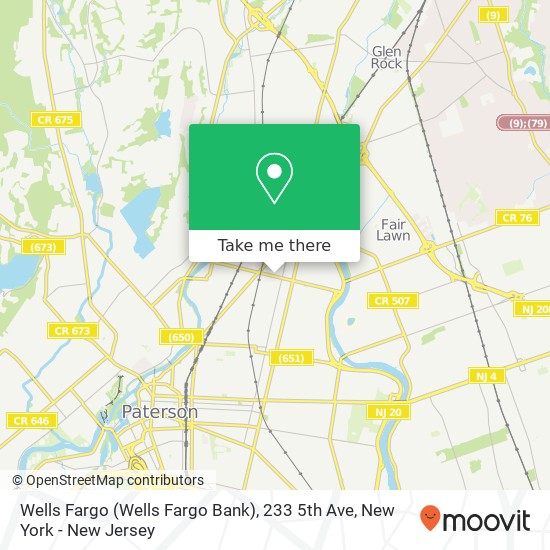 Mapa de Wells Fargo (Wells Fargo Bank), 233 5th Ave