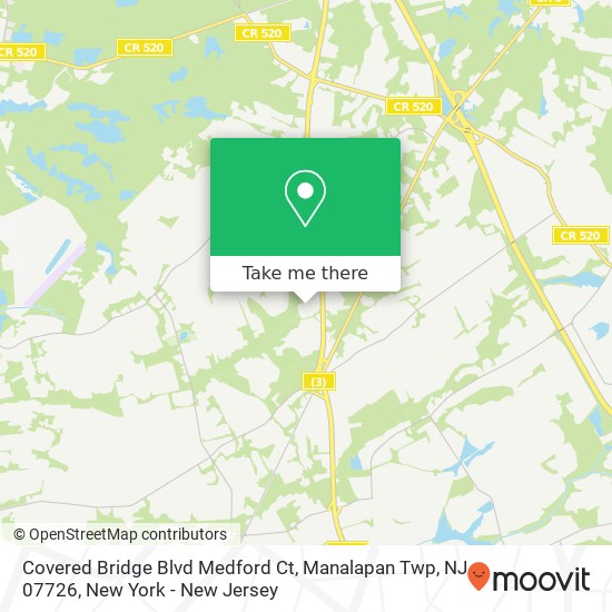 Mapa de Covered Bridge Blvd Medford Ct, Manalapan Twp, NJ 07726