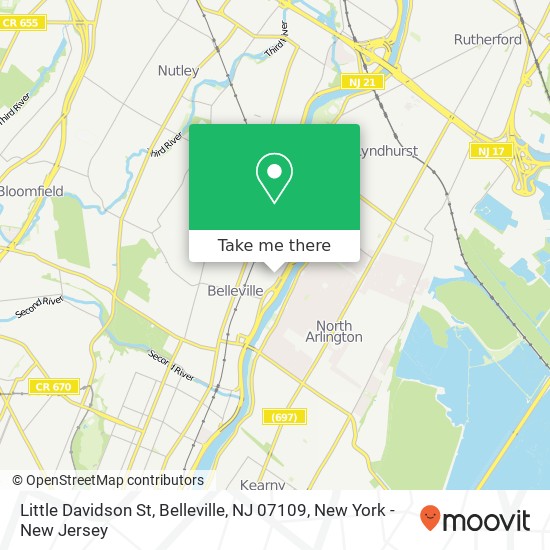 Mapa de Little Davidson St, Belleville, NJ 07109