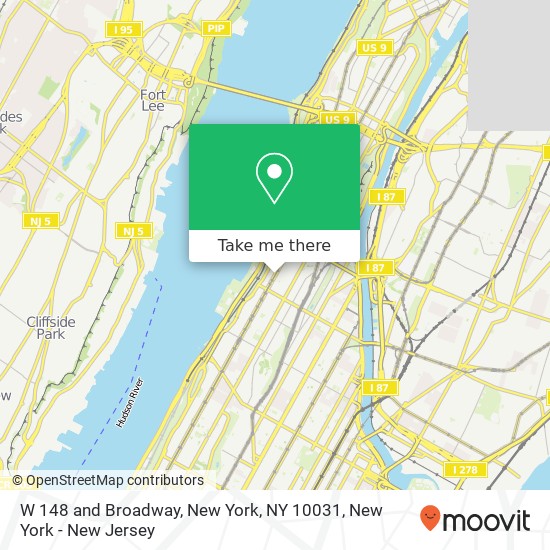 W 148 and Broadway, New York, NY 10031 map