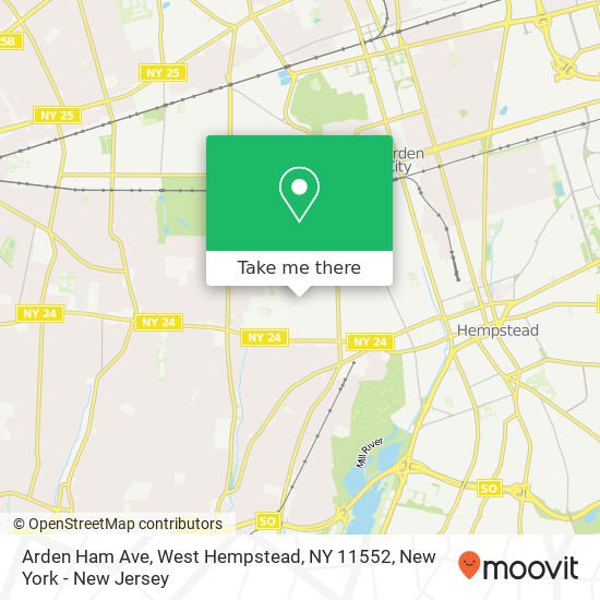 Mapa de Arden Ham Ave, West Hempstead, NY 11552