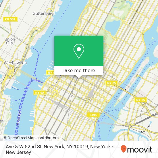 Ave & W 52nd St, New York, NY 10019 map
