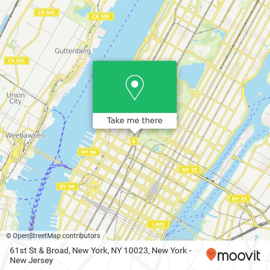 61st St & Broad, New York, NY 10023 map