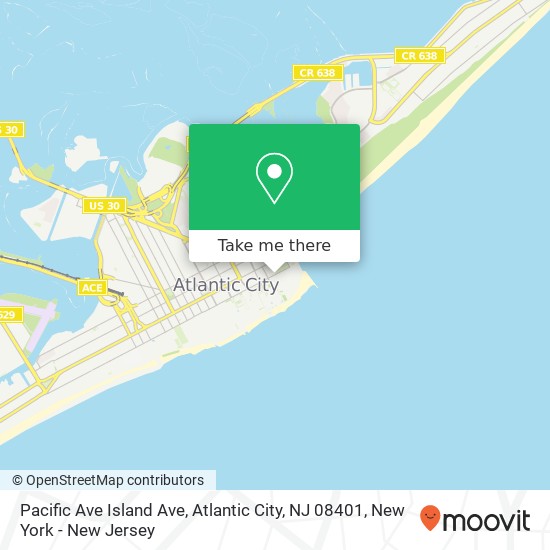 Mapa de Pacific Ave Island Ave, Atlantic City, NJ 08401