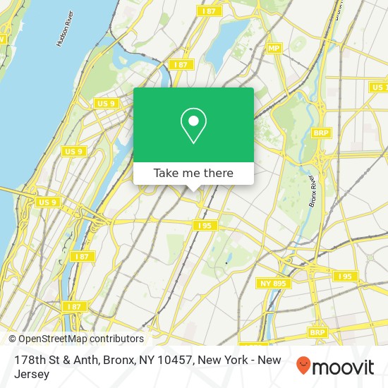 Mapa de 178th St & Anth, Bronx, NY 10457