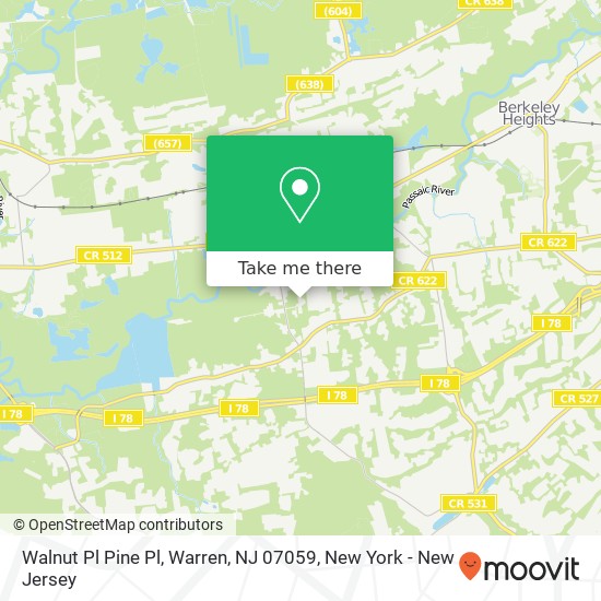 Mapa de Walnut Pl Pine Pl, Warren, NJ 07059