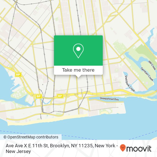 Ave Ave X E 11th St, Brooklyn, NY 11235 map