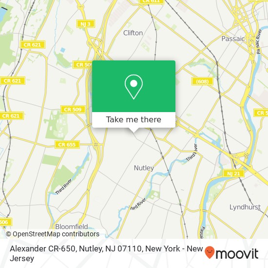 Mapa de Alexander CR-650, Nutley, NJ 07110