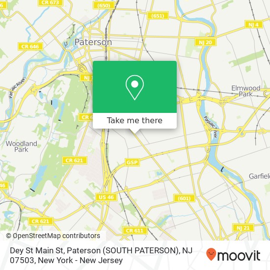 Mapa de Dey St Main St, Paterson (SOUTH PATERSON), NJ 07503