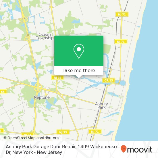 Mapa de Asbury Park Garage Door Repair, 1409 Wickapecko Dr