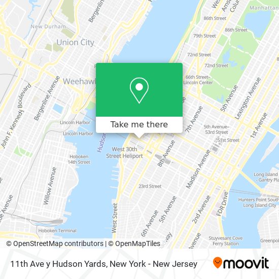 Mapa de 11th Ave y Hudson Yards