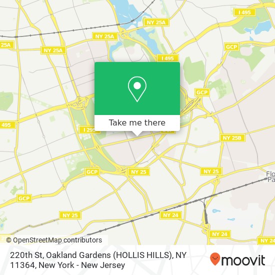 Mapa de 220th St, Oakland Gardens (HOLLIS HILLS), NY 11364