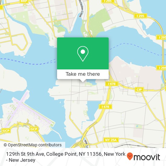 Mapa de 129th St 9th Ave, College Point, NY 11356