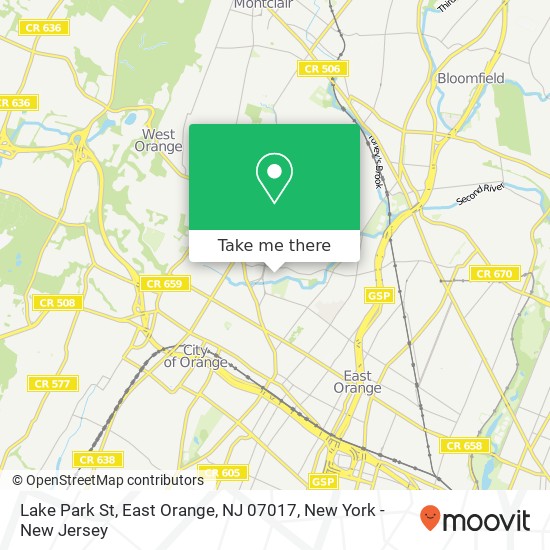 Mapa de Lake Park St, East Orange, NJ 07017