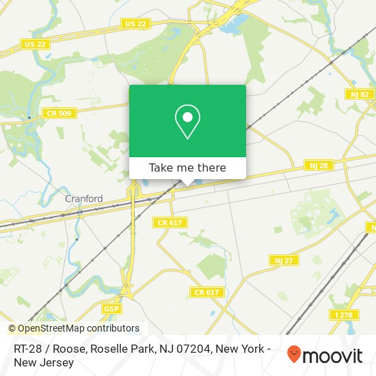 Mapa de RT-28 / Roose, Roselle Park, NJ 07204