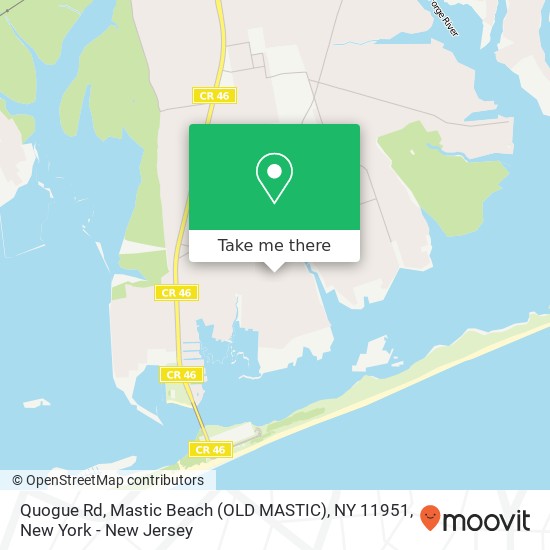 Mapa de Quogue Rd, Mastic Beach (OLD MASTIC), NY 11951